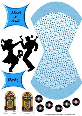 1950s Jiving Couple with Jukebox in Blue Wobble Card