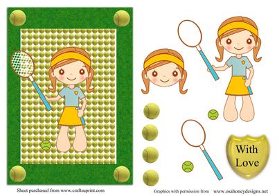 Tennis Girl Topper with Decoupage