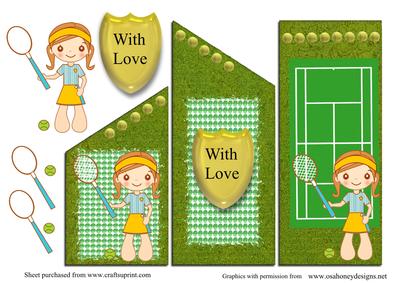 Cute Tennis Girl Cascade Sheet with Decoupage