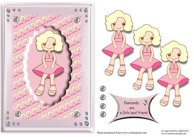 Pink Marilyn Sugar Doll Decoupage Topper
