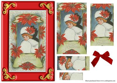 Vintage Christmas Lady with Poinsettia