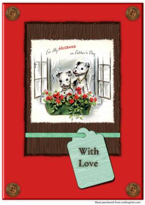 Vintage Cute Dogs Fathers Day Card for Husband A4