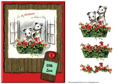 Vintage Dogs Fathers Day Card for Husband Decoupage