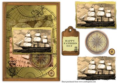 Vintage Ship ,maps and Compass Topper