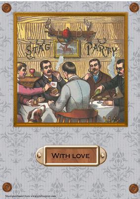 Vintage Stag Party A4 Card