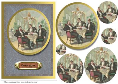 Vintage Gentlemen Dining Out Pyramid