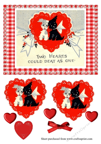 Retro vintage cute  scotty dogs valentines day card