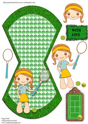 Cute Tennis Girl Wobble Card 2