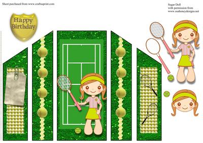 Cute Tennis Girl Theatre Card