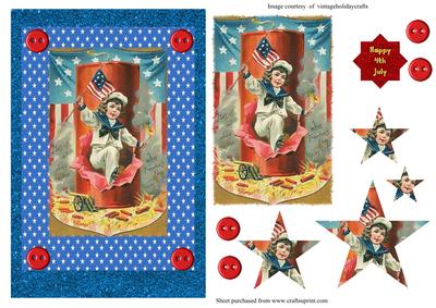 Vintage 4th July with Cute Boy Card Front