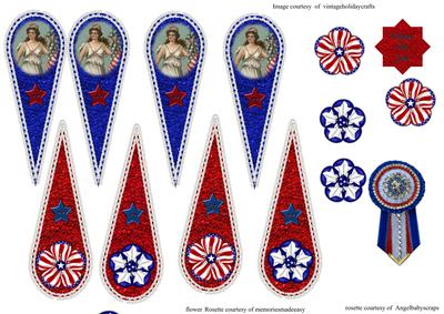 Vintage 4th July Patriotic Lady Fan Sheet