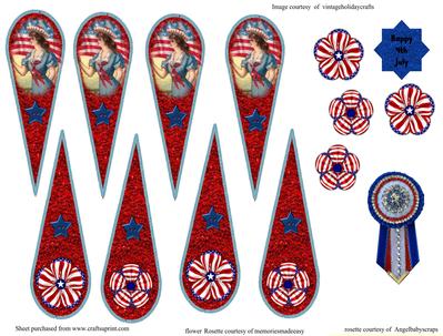 Vintage 4th July Patriotic Lady Fan Sheet 2