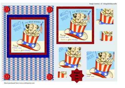 Cute Puppy 4th July Card Front