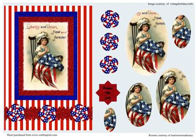 Vintage Sweet Girl 4th July Card Sheet