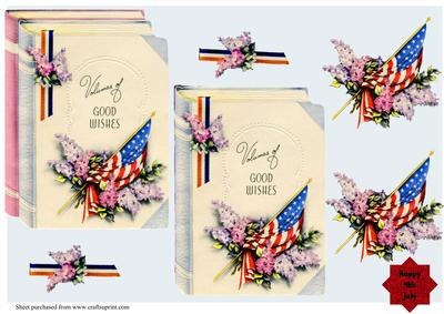 Vintage 4th July Floral Book Decoupage