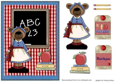 Thank You Teacher Sweet Lady Bear Card Front