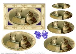 Vintage Christmas Tabby Cats Pyramid Sheet
