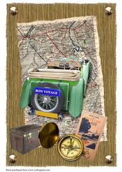 Vintage Car Bon Voyage A4 Card