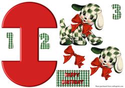 Vintage Cute Calico Puppy Wobble Card
