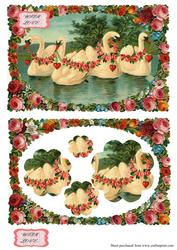 Vintage Swans in Floral Frame Sheet