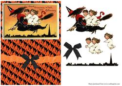 Vintage Halloween Witch Card Front