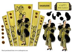 Art Deco Gold Panels with Elegant Lady