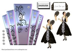 Art Deco Lady with Fan Panel Card