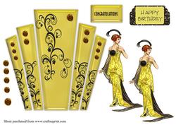 Deco Gold Panels with Elegant Lady