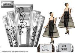 Deco Silver Panels with Stylish Lady
