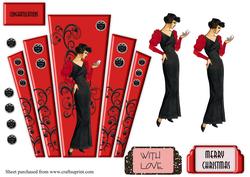 Art Deco Red and Black Panels with Stylish Lady
