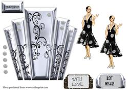 Art Deco Silver Panels with Stylish Lady