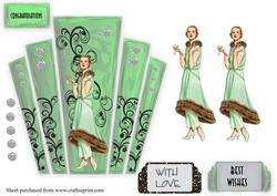 Art Deco Glass Panels with Elegant Lady