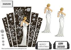 Art Deco Panels with Elegant Lady Christmas