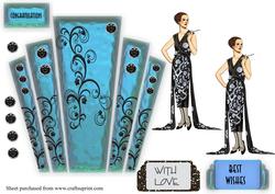 Art Deco Panels in Blue Glass with Lady