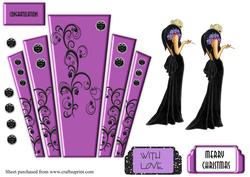 Art Deco Panels in Purple with Elegant Lady