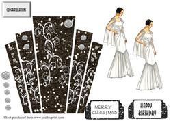 Art Deco Christmas Panels with Lady in Gown