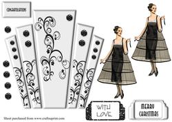 Black and White Art Deco Panels with Lady