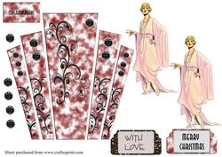 Art Deco Panels in Pink Marble with Lady
