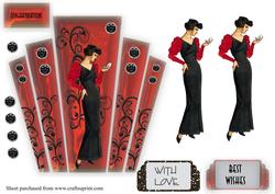 Art Deco Panel in Red Glass with Lady