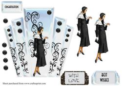 Art Deco Glass Panels with Winter Lady
