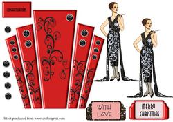 Art Deco Lady with Red Panels Christmas