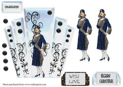 Art Deco Lady with Glass Panels