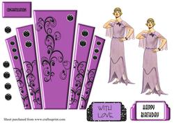 Art Deco Lady with Purple Panels