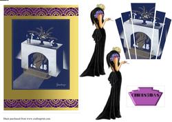 Art Deco Christmas Fireside Lady