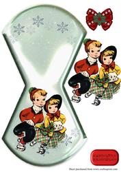 Retro Couple Ice Skating Wobble Card