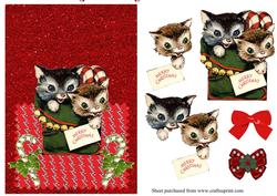 Retro Kittens Christmas Over the Edge