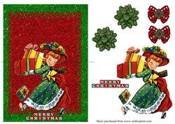 Vintage Retro Girl Over the Edge Christmas