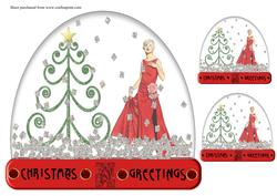 Art Deco Lady in Red Snowglobe Christmas