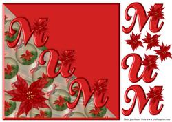 Christmas Mum with Poinsettias Diagonal Over the Edge