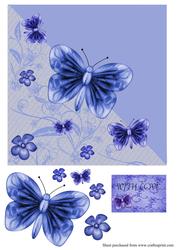 Blue Butterfies Diagonal Over the Edge Card